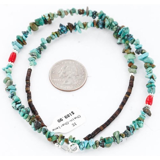 Certified Authentic Navajo .925 SILVER Turquoise CORAL Native American Necklace 371016848018