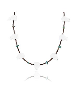 Certified Authentic Navajo .925 Sterling Silver Alabaster ROYSTON Turquiose Native American Necklace 390809326300