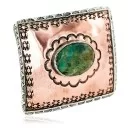 Navajo .925 Sterling Silver and Copper Natural Turquoise Buckle