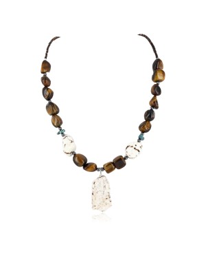 Certified Authentic Navajo .925 Sterling Silver and White Howlite TIGERS EYE Native American Necklace 371009966686