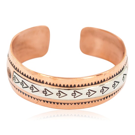 Certified Authentic Navajo .925 Sterling Silver Arrow head Feather Maze Handmade Native American Pure Copper Bracelet 13097-23 Certified Authentic Navajo .925 Sterling Silver Arrow head Feather Maze Handmade Native American Pure Copper Bracelet 13097-23