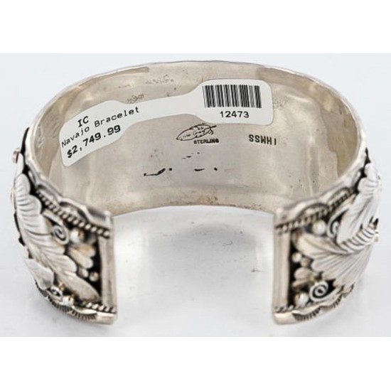 Certified Authentic Navajo .925 Sterling Silver Black Onyx Signed Native American Bracelet 371045870225