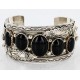 Certified Authentic Navajo .925 Sterling Silver Black Onyx Signed Native American Bracelet 371045870225