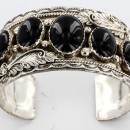 Navajo .925 Sterling Silver Black Onyx Signed Native American Bracelet 371045870225