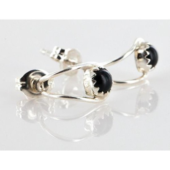 Certified Authentic Navajo .925 Sterling Silver Black Onyx Stud Native American Earrings 390909190728