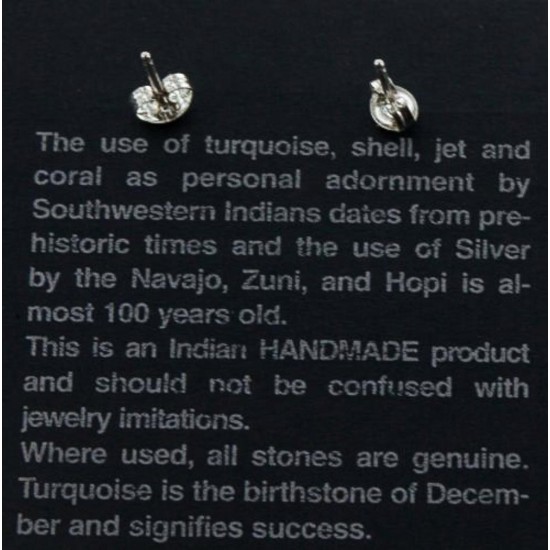 Certified Authentic Navajo .925 Sterling Silver Black Onyx Stud Native American Earrings 390909190728