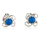 Navajo .925 Sterling Silver Blue Opal Stud Native American Earrings 390911556273