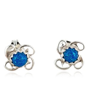 Certified Authentic Navajo .925 Sterling Silver Blue Opal Stud Native American Earrings 390911556273