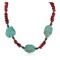 Certified Authentic Navajo .925 Sterling Silver Coral Hematite Native American Necklace 750199-6