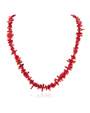 Certified Authentic Navajo .925 Sterling Silver Coral Native American Necklace 25314