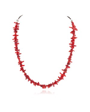 Certified Authentic Navajo .925 Sterling Silver Coral Native American Necklace 750185