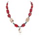Certified Authentic Navajo .925 Sterling Silver Coral White Howlite Hematite Native American Necklace 16095