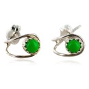 Certified Authentic Navajo .925 Sterling Silver Gaspeite Stud Native American Earrings 390907293385