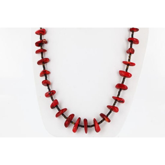 Certified Authentic Navajo .925 Sterling Silver Graduated Coral and Heishi Native American Necklace 390749699403