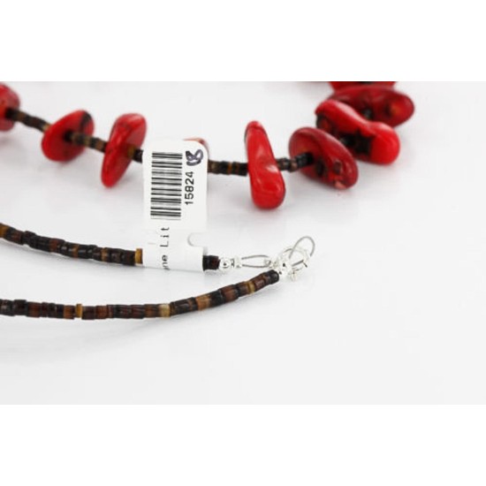 Certified Authentic Navajo .925 Sterling Silver Graduated Coral and Heishi Native American Necklace 390749699403
