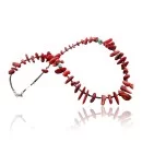 Navajo .925 Sterling Silver Graduated Coral and Turquoise Native American Necklace 370973131473