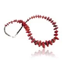 Navajo .925 Sterling Silver Graduated Coral Turquoise 4095 Native American Necklace 15409-5