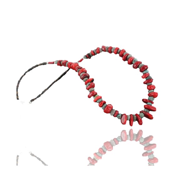 Certified Authentic Navajo .925 Sterling Silver Graduated Coral Turquoise Native American Necklace 370908773559
