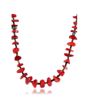 Certified Authentic Navajo .925 Sterling Silver Graduated Coral Turquoise Native American Necklace 371004007428