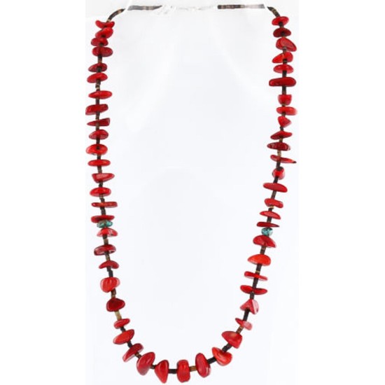 Certified Authentic Navajo .925 Sterling Silver Graduated Coral Turquoise Native American Necklace 371004007428