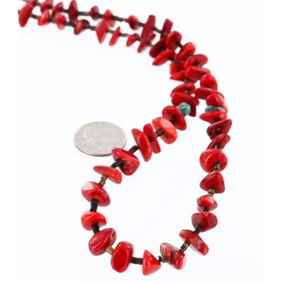 Certified Authentic Navajo .925 Sterling Silver Graduated Coral Turquoise Native American Necklace 371004007428