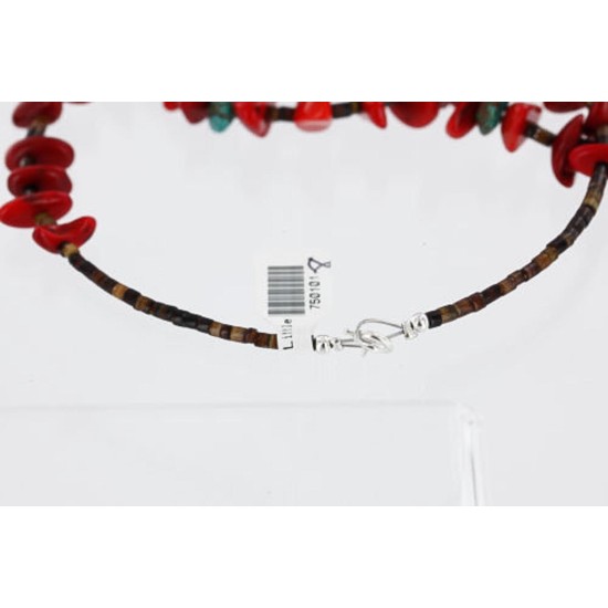 Certified Authentic Navajo .925 Sterling Silver Graduated Coral Turquoise Native American Necklace 371004007428