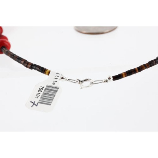 Certified Authentic Navajo .925 Sterling Silver Graduated Coral Turquoise Native American Necklace 371006067403