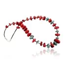 Navajo .925 Sterling Silver Graduated Coral Turquoise Necklace 15213-11