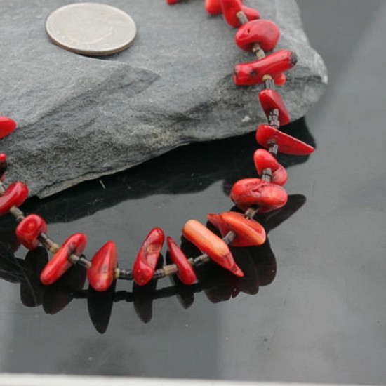 Certified Authentic Navajo .925 Sterling Silver Graduated Coral Turquoise Native American Necklace 390733618524