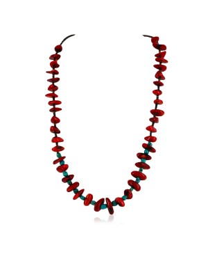 Certified Authentic Navajo .925 Sterling Silver Graduated Coral Turquoise Native American Necklace 390749413112