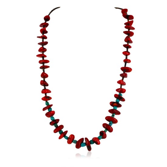 Certified Authentic Navajo .925 Sterling Silver Graduated Coral Turquoise Native American Necklace 390749413112