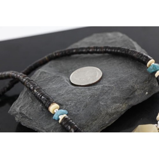Certified Authentic Navajo .925 Sterling Silver Graduated Heishi Agate Turquoise Spiny Native American Necklace 390741036458