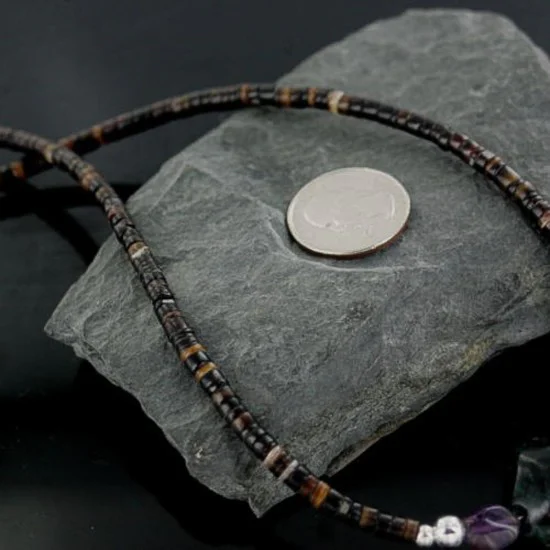 Navajo .925 Sterling Silver Graduated Heishi Amethyst Native American Necklace 18108-39 Navajo .925 Sterling Silver Graduated Heishi Amethyst Native American Necklace 18108-39