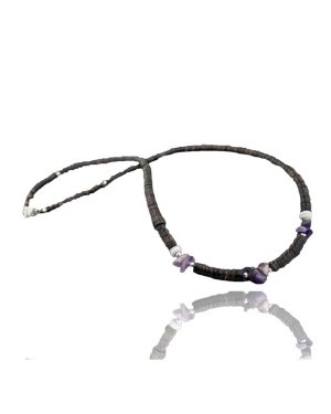 Certified Authentic Navajo .925 Sterling Silver Graduated Heishi Amethyst Native American Necklace 370793445828