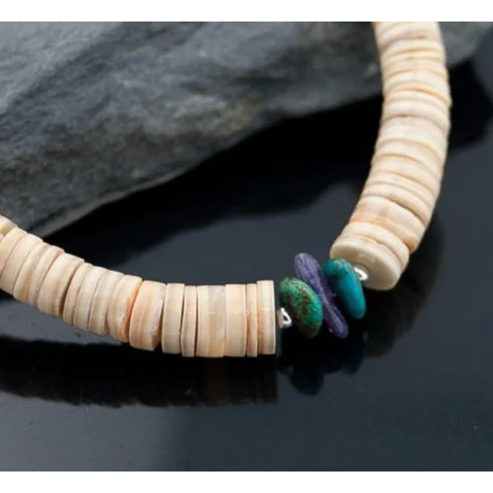Navajo .925 Sterling Silver Graduated Heishi Amethyst and Turquoise Necklace 750103-47 Navajo .925 Sterling Silver Graduated Heishi Amethyst and Turquoise Necklace 750103-47