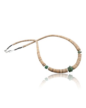 Certified Authentic Navajo .925 Sterling Silver Graduated Heishi and Jade Native American Necklace 390569988008