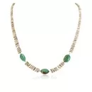 Navajo .925 Sterling Silver Graduated Heishi and Spiny Oyster Turquoise Necklace 16060