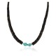 Certified Authentic Navajo .925 Sterling Silver Graduated Heishi and Turquoise Native American Necklace 16063