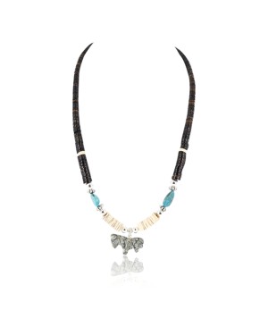 Certified Authentic Navajo .925 Sterling Silver Graduated Heishi and Turquoise Native American Necklace 390783802116
