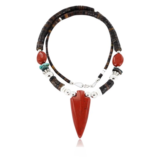 Certified Authentic Navajo .925 Sterling Silver Graduated Heishi and Turquoise Native American Necklace 390800953096