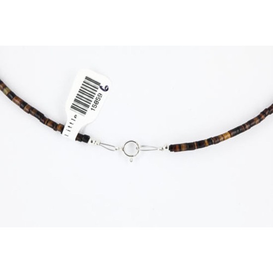 Certified Authentic Navajo .925 Sterling Silver Graduated Heishi and Turquoise Native American Necklace 390800953096