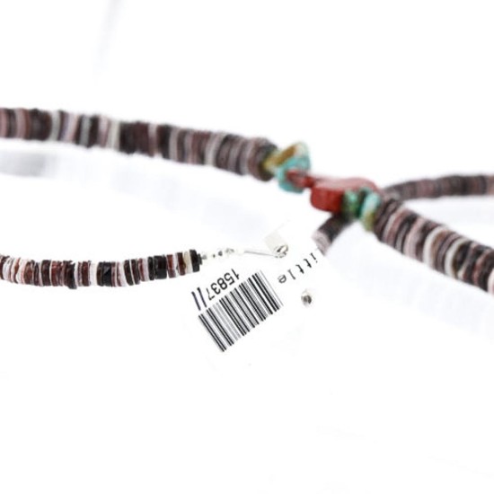 Certified Authentic Navajo .925 Sterling Silver Graduated Heishi Jasper and Turquoise Native American Necklace 15837-11 Certified Authentic Navajo .925 Sterling Silver Graduated Heishi Jasper and Turquoise Native American Necklace 15837-11