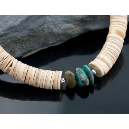 Certified Authentic Navajo .925 Sterling Silver Graduated Heishi, Natural Turquoise Native American Necklace 370808224521