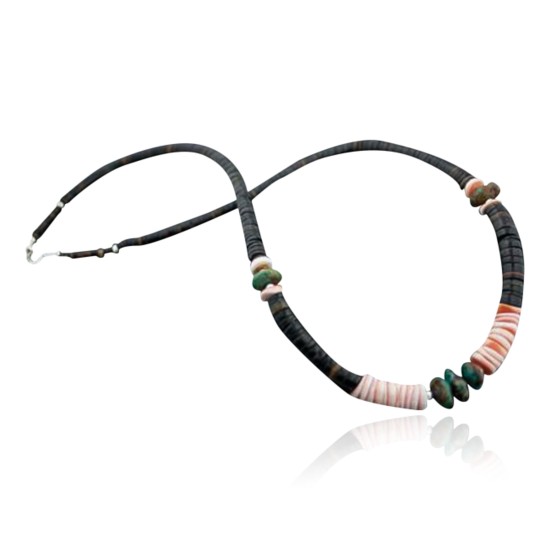Certified Authentic Navajo .925 Sterling Silver Graduated Heishi, Natural Turquoise Native American Necklace 370819474808