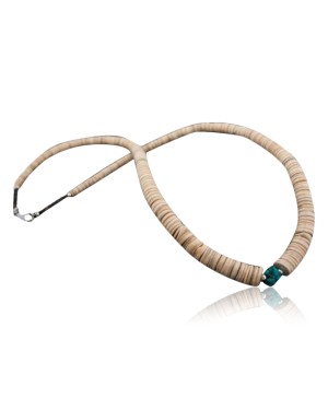 Certified Authentic Navajo .925 Sterling Silver Graduated Heishi, Natural Turquoise Native American Necklace 750103-42