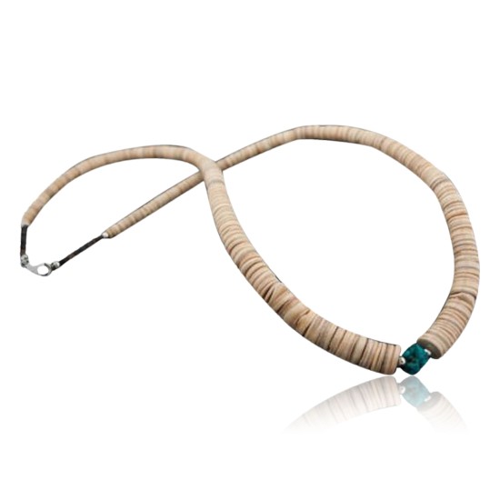Certified Authentic Navajo .925 Sterling Silver Graduated Heishi, Natural Turquoise Native American Necklace 750103-42