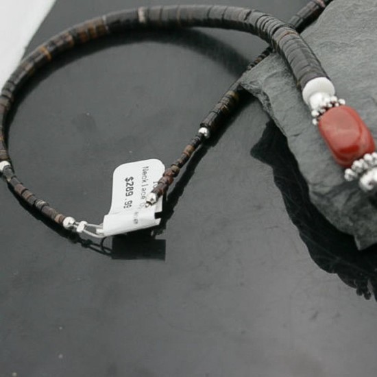 Certified Authentic Navajo .925 Sterling Silver Graduated Heishi Turquoise Jasper Native American Necklace 390733546344