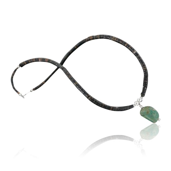 Certified Authentic Navajo .925 Sterling Silver Graduated Heishi Turquoise Native American Necklace 15213-41