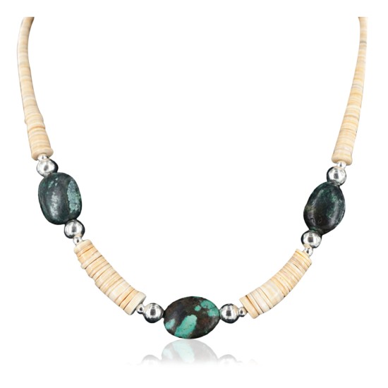 Certified Authentic Navajo .925 Sterling Silver Graduated Heishi Turquoise Native American Necklace 25239