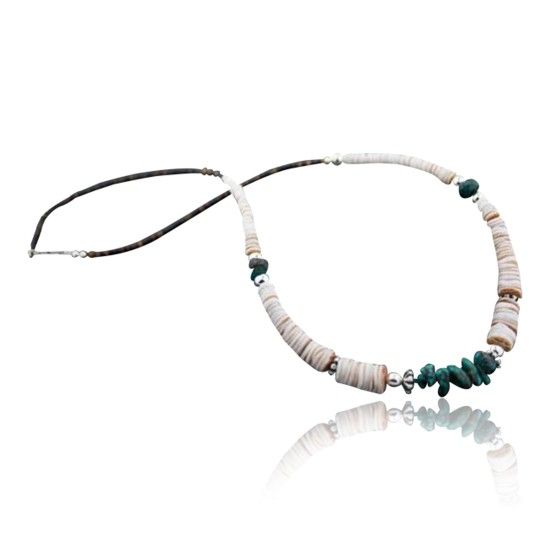 Certified Authentic Navajo .925 Sterling Silver Graduated Heishi, Turquoise Native American Necklace 370826915758